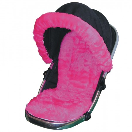 Seat Liner & Hood Trim to fit iCandy Peach Pushchairs - Hot Pink Faux Fur
